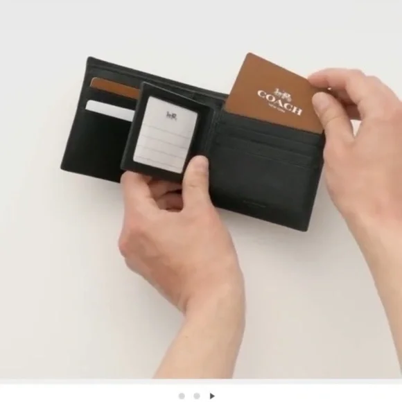 Men’s black leather Coach 3 in 1 wallet NWT. ID card holder slides out - Picture 15 of 16